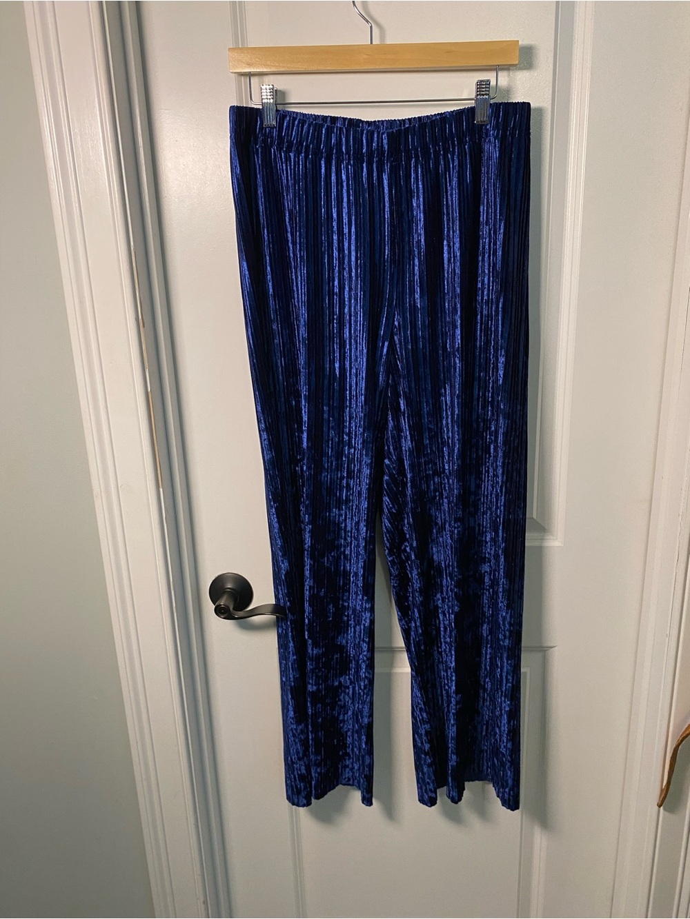 Rachel Zoe Velour Wide-Leg Pants - Deep Blue